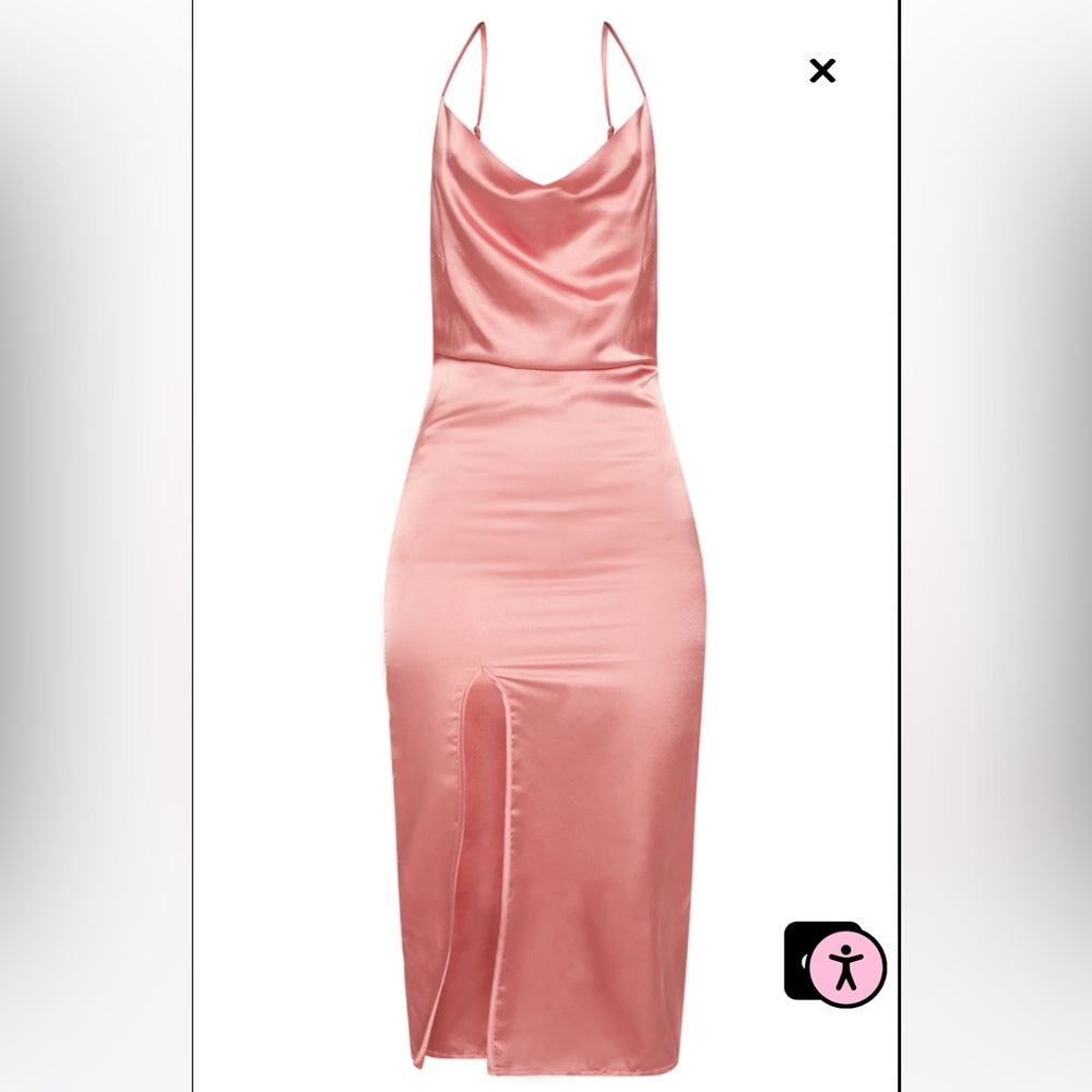 Rose Strappy Satin Cowl Midi Dress - Picture 3 of 3